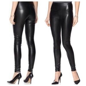 New! Pamela Dennis Black Second Skin Faux Leather Stretch Leggings L 2681
